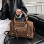 pu leather studded boston bag 9027 (1)