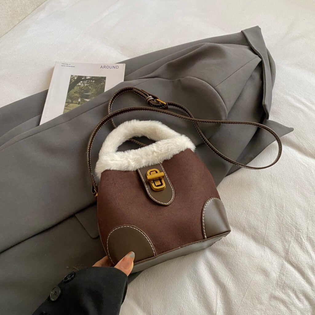 plush trim bucket bag women 8559 (3)