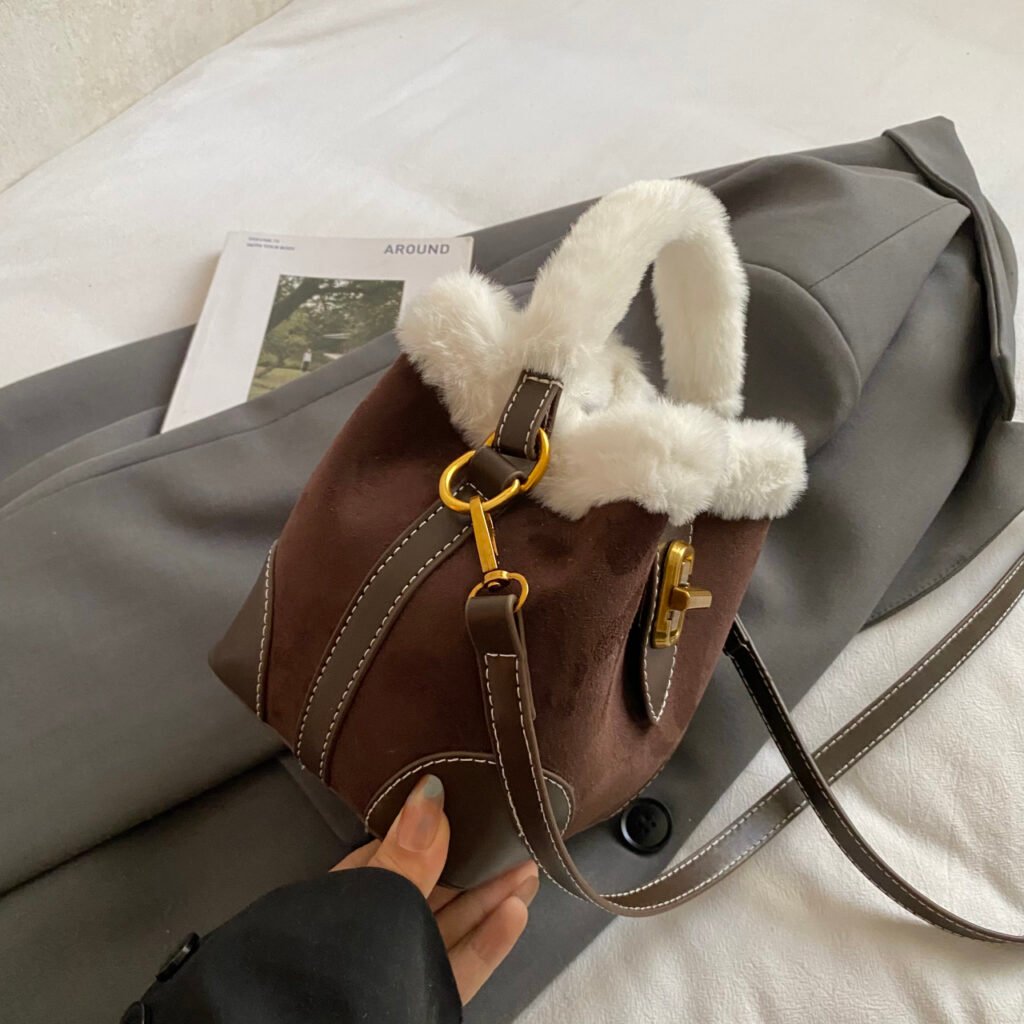plush trim bucket bag women 8559 (7)