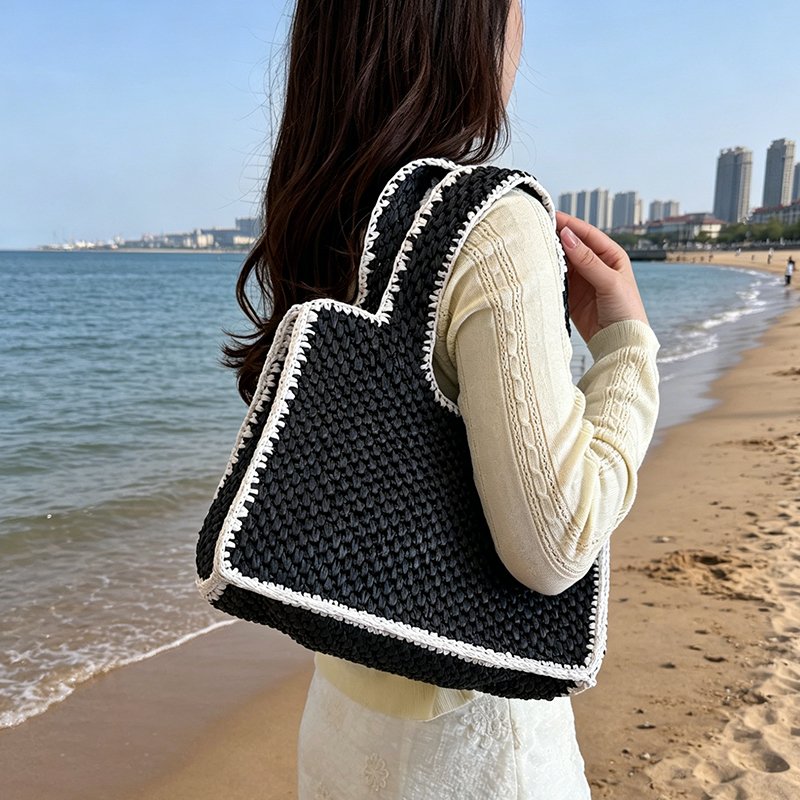large capacity woven straw tote bag 6208 (4)