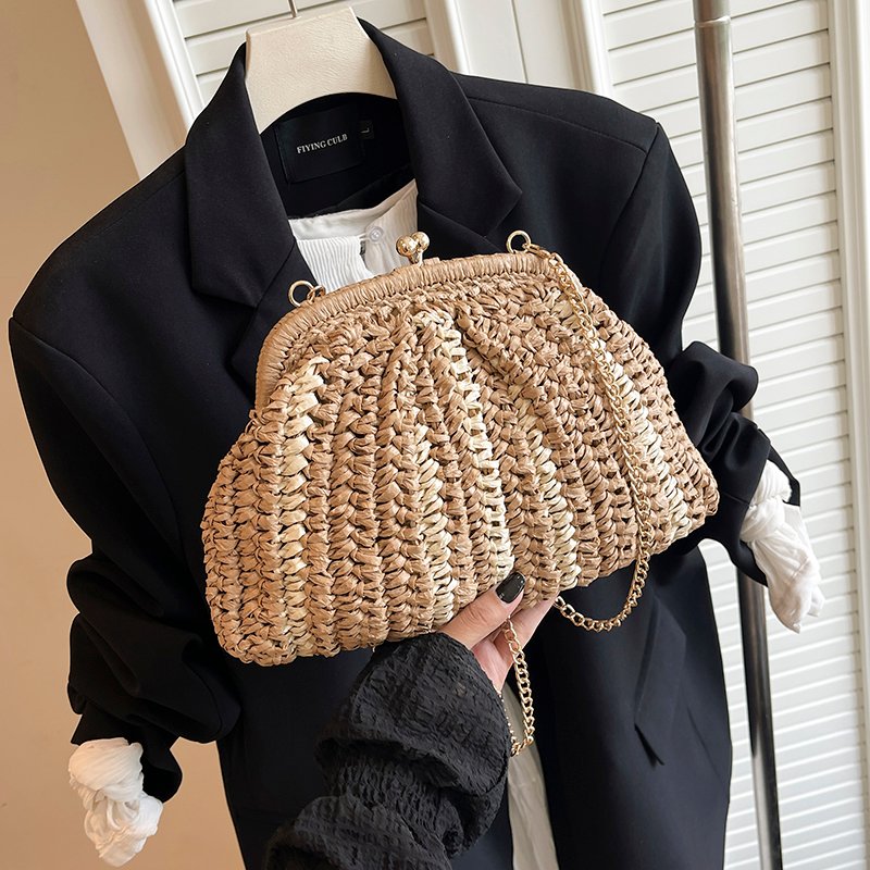 shell straw woven crossbody bag 9057 (1)