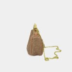 woven straw handbag chain metal handle (7)